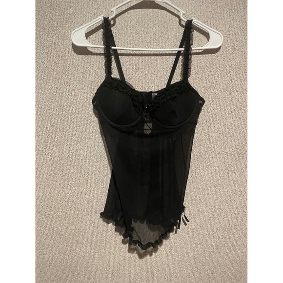 Rampage Other - Rampage Black Lingerie  Ruffle Trim Adjustable Straps‎ - Large